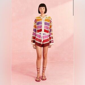 Farm Rio Mixed Crochet Stripes Shorts